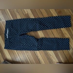 J. Crew Navy Polka Dot Toothpick Pants